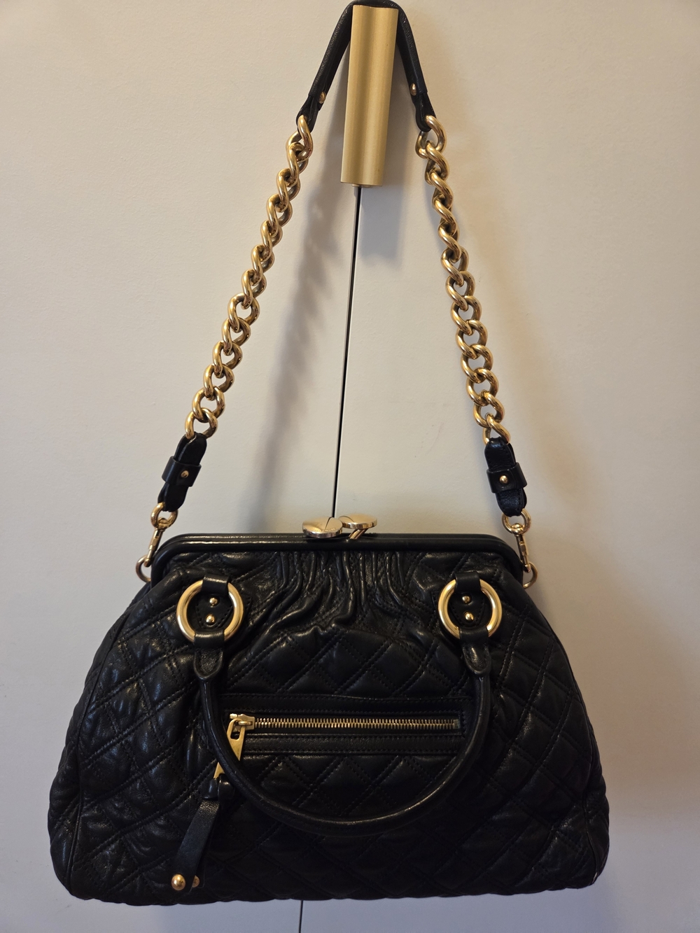 MARC JACOBS Original Stam Bag Quilted Leather with Gold Chain Detail